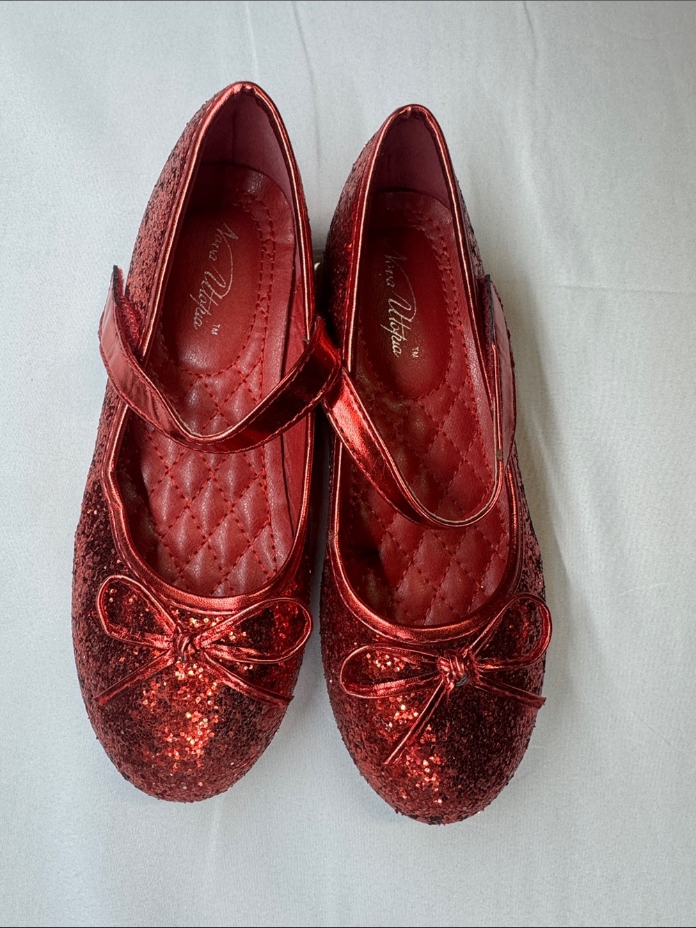 Girls Red Glitter Mary Jane Dress Shoes with Bow